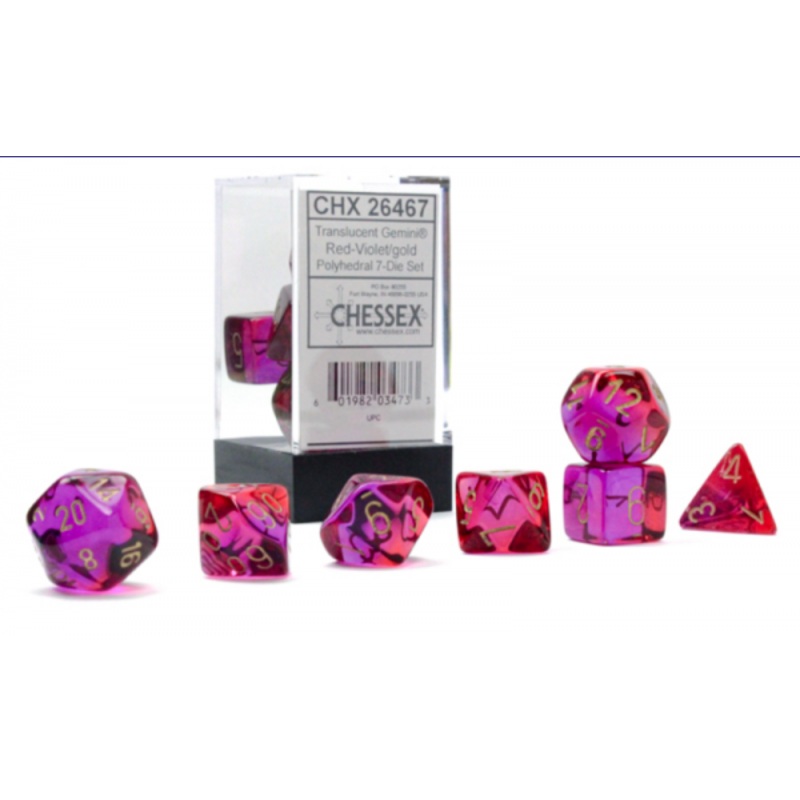 Chessex: Gemini RPG Dice – Translucent Red-Violet/Gold
