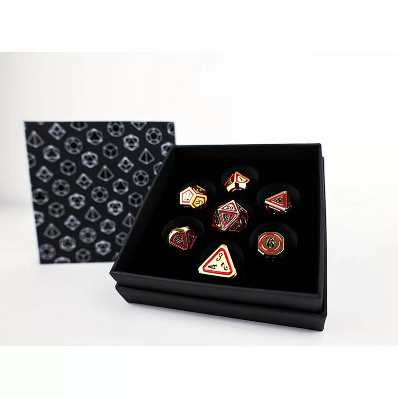 Let’s Play Games – Dice Set: Metal RPG – Concentric: Black/Red/Gold