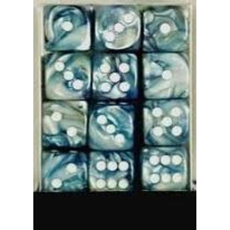 Dice Lustrous 12mm D6 Slate/White (36) CHX27890