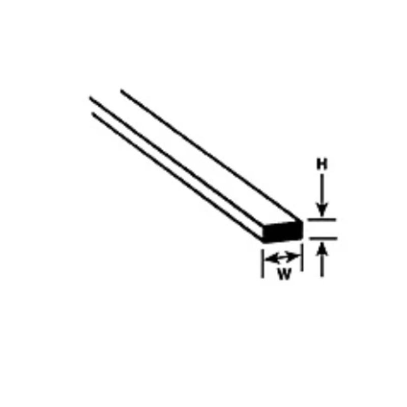 .080 x .156 STYRENE STRIP 90767 (MS-816 / pack of 10)