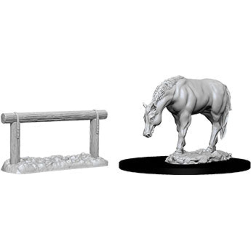 WizKids Deep Cuts Unpainted Miniatures: W10 Horse & Hitch