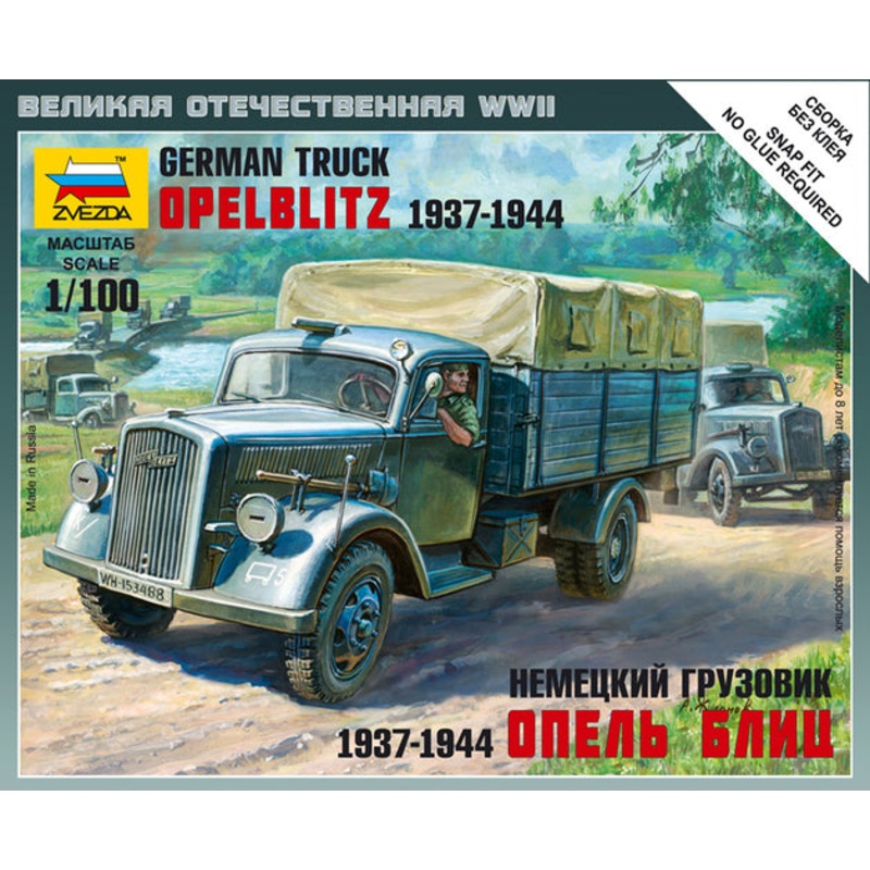 Zvezda 15mm/1:100 Plastic German 3-Ton Cargo Truck ZVE 6126