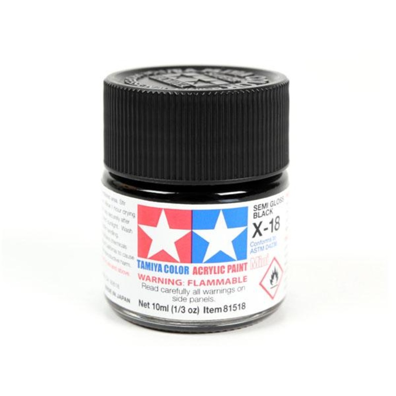 X-18 Semi Gloss Black Mini Acrylic Paint – 10ml