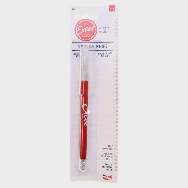 Excel K18 Grip-On Knife Red with Safety Cap