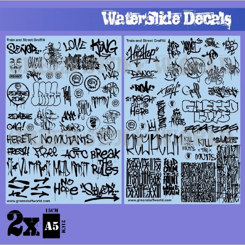 Waterslide Decals – Train and Graffiti Mix – Black