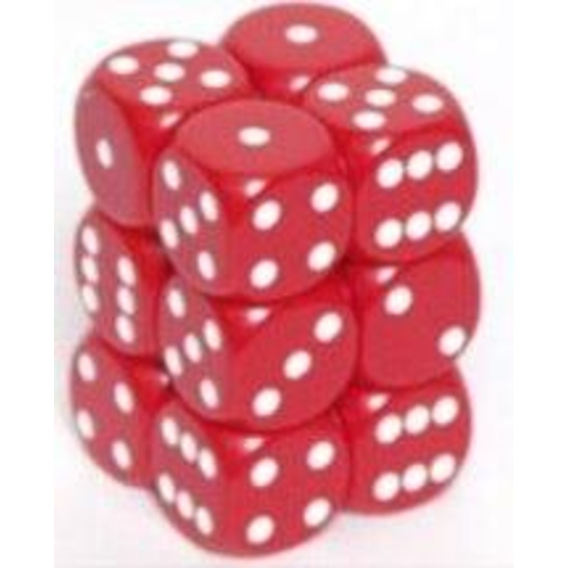 Dice Opaque 16mm d6 Red/White Dice (12) CHX25604